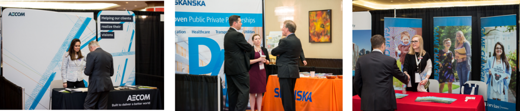 exhibitor booths at a conference