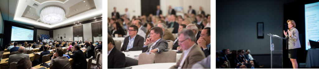 conference attendees listening intently